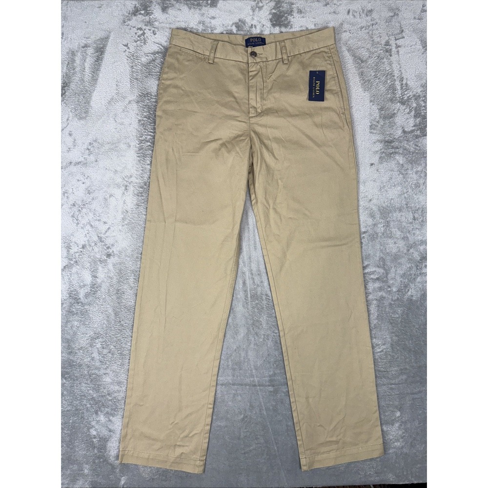 NWT Polo Ralph Lauren Pants Boys 20 Straight‎ Fit Khaki Uniform Trousers 31x32